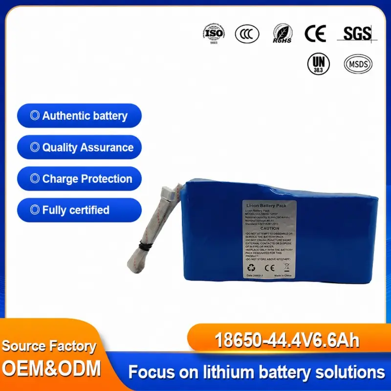 44.4V 6.6Ah 18650 12S2P lithium battery pack for LED stage lighting