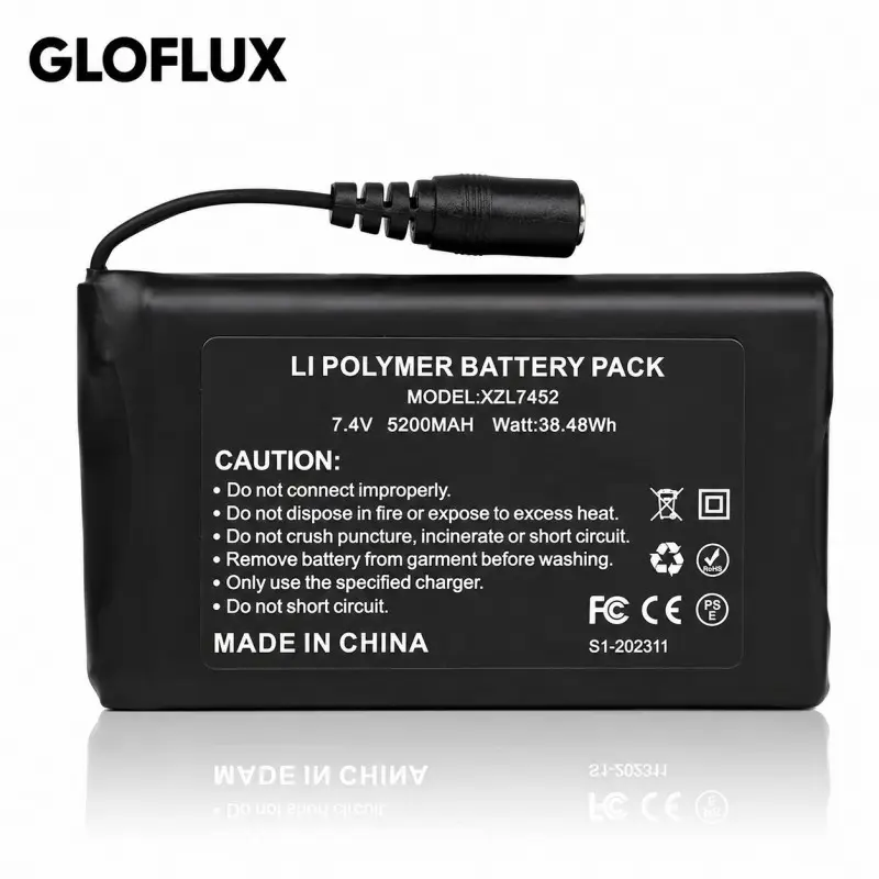 7.4V 5200mAh Rechargeable Lithium Polymer Battery Pack for Heated Clothing