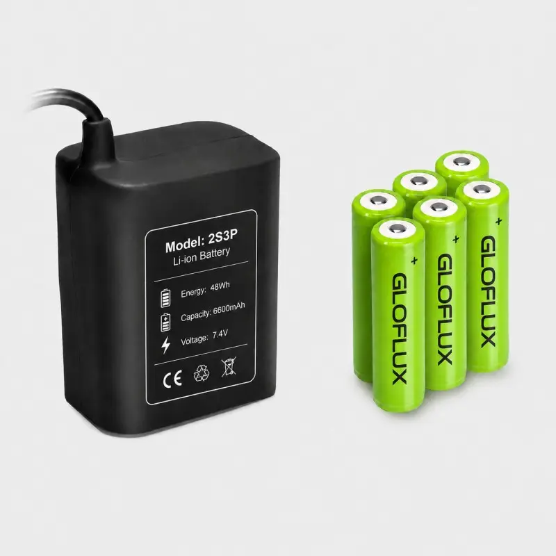 Rechargeable 2S3P lithium battery with silicone housing for outdoor lighting equipmen