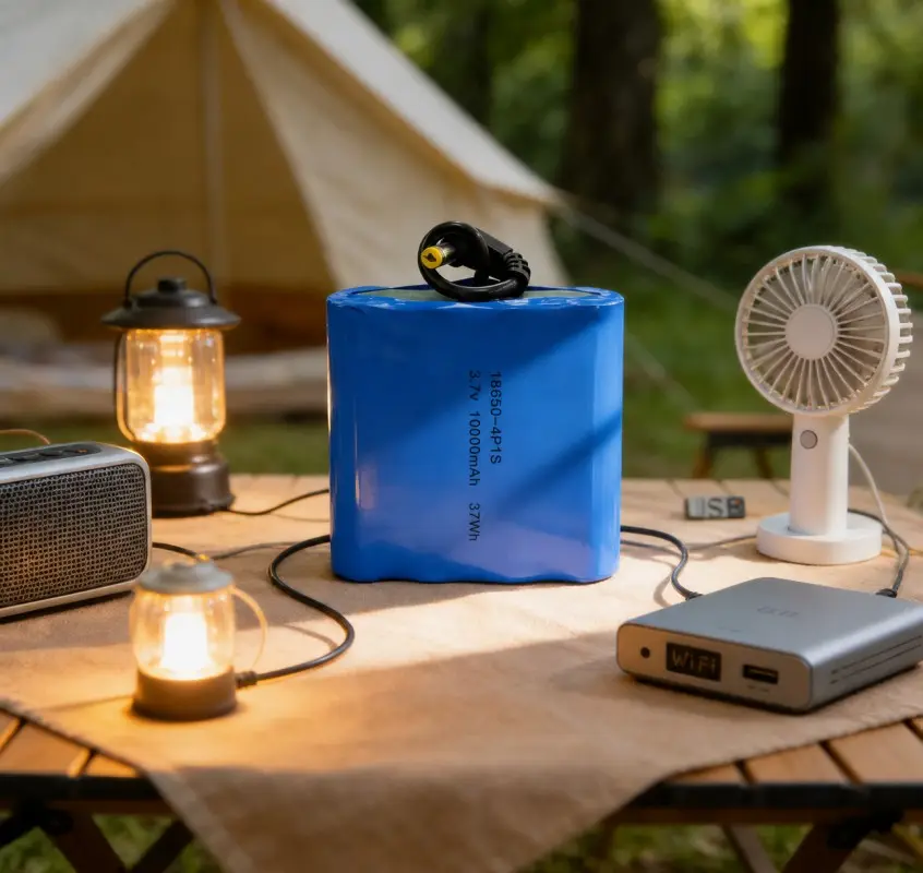 18650 4P1S lithium battery pack with DC plug for campsite monitoring and outdoor audio equipment