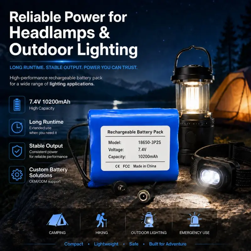 7.4V rechargeable bike light battery for night riding and outdoor lighting