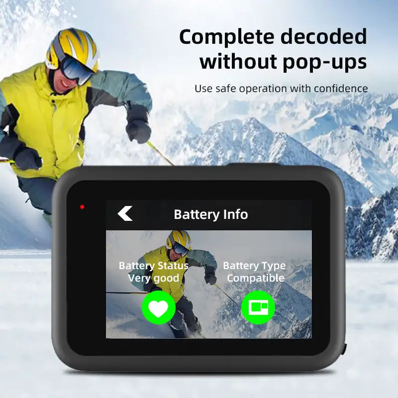 Fully decoded replacement power battery for GoPro action cameras with reliable performance and safety protection.