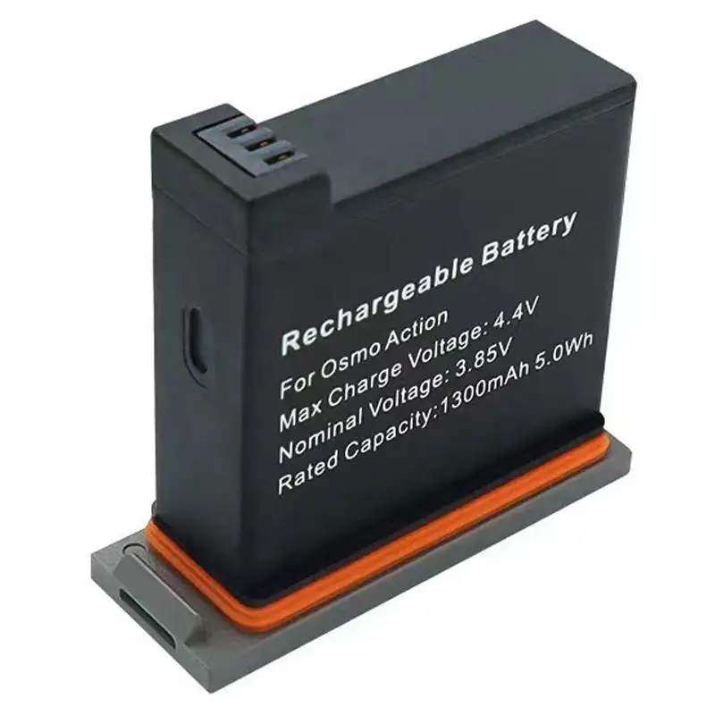 DJI Osmo Action camera AB1 rechargeable battery featuring 1300mAh capacity and stable Li-ion power performance.