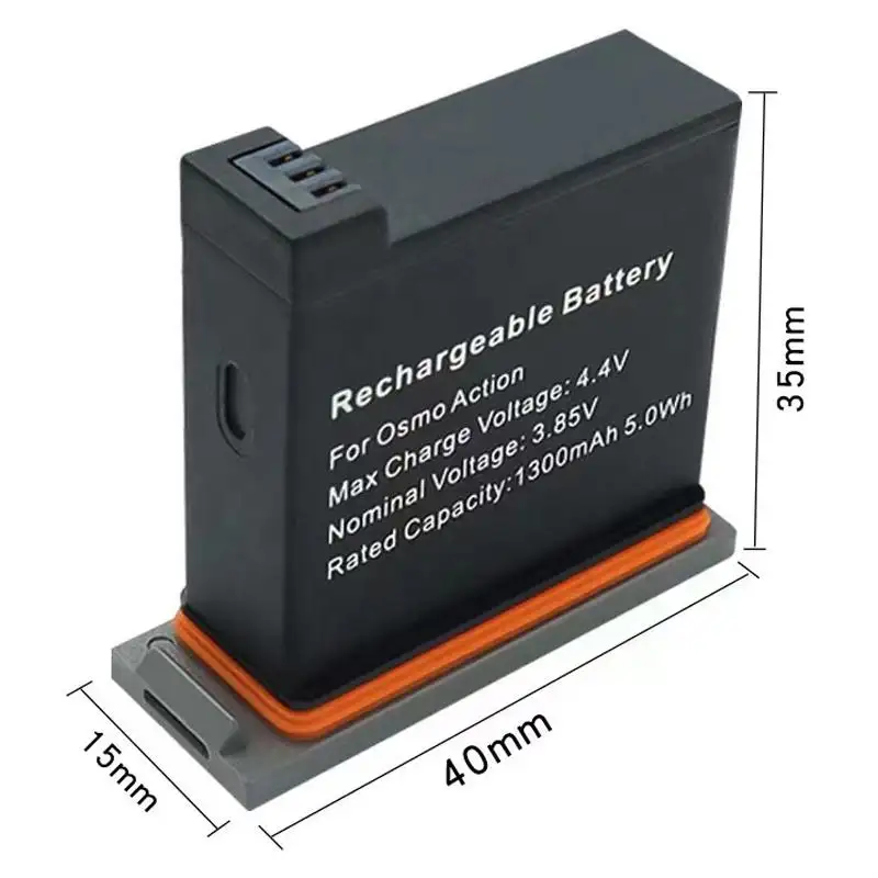 Compact OEM-compatible AB1 battery replacement designed for DJI Osmo Action camera with 3.85V voltage.