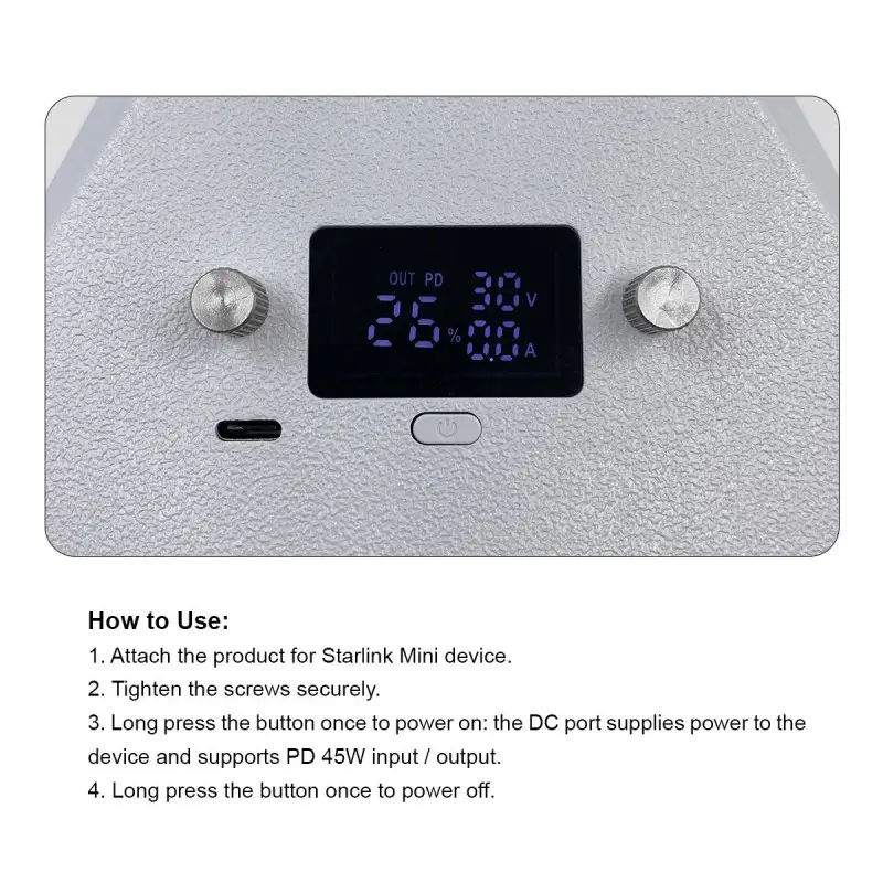 Starlink Mini portable battery with 30V DC input