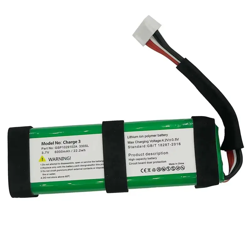 3.7V 6000mAh LiPo battery pack for portable Bluetooth speakers
