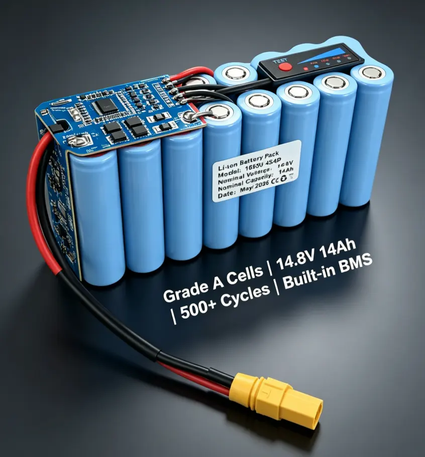 14.8V 14Ah 18650 lithium-ion battery pack with built-in BMS protection