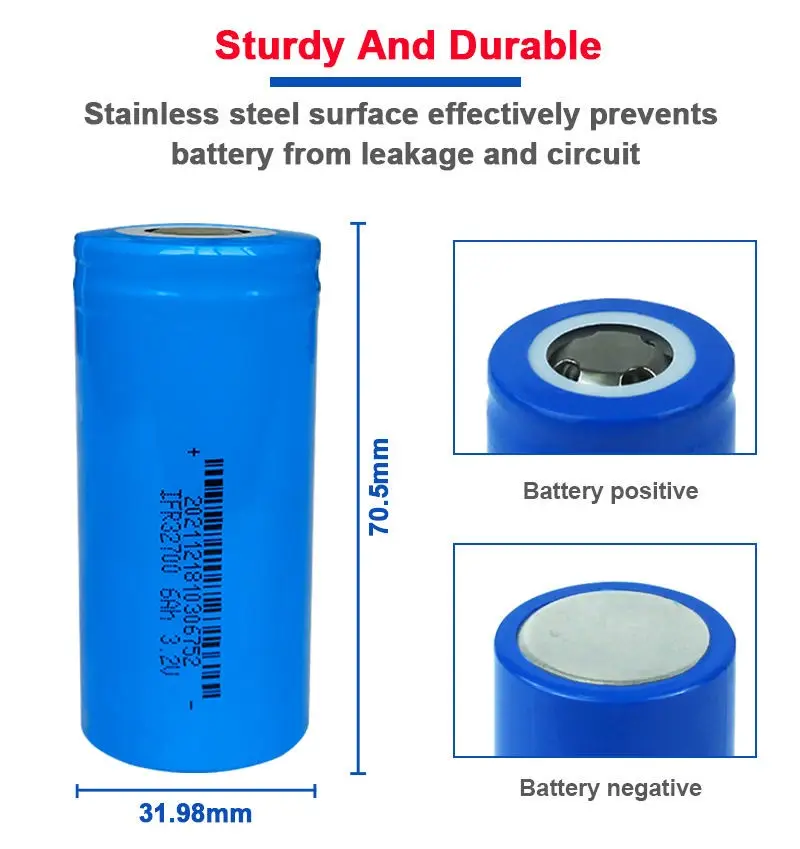 Long cycle life 32700 lithium iron phosphate battery with 2000 cycles