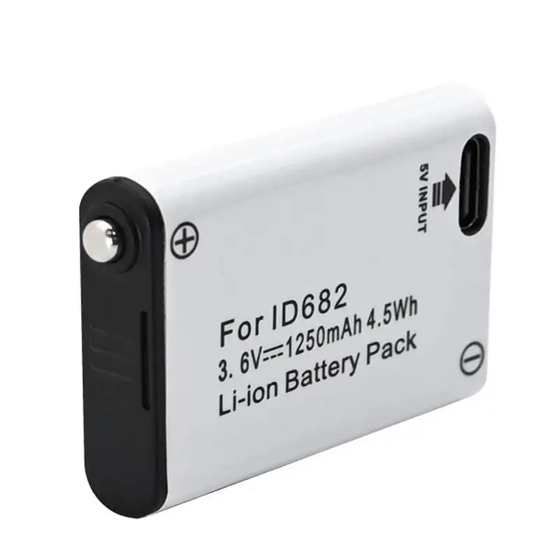 3.7V 1250mAh Li-polymer headlamp battery with USB-C charging port