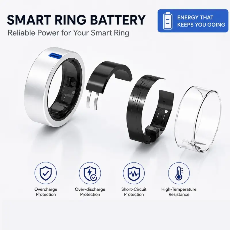 Slim curved Li-polymer battery designed for compact smart rings and mini wearables