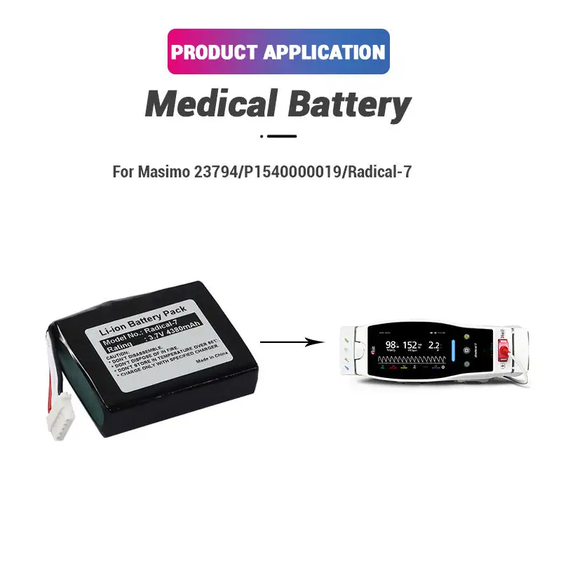 P1540000019 rechargeable battery pack for Masimo Radical-7 pulse oximeter