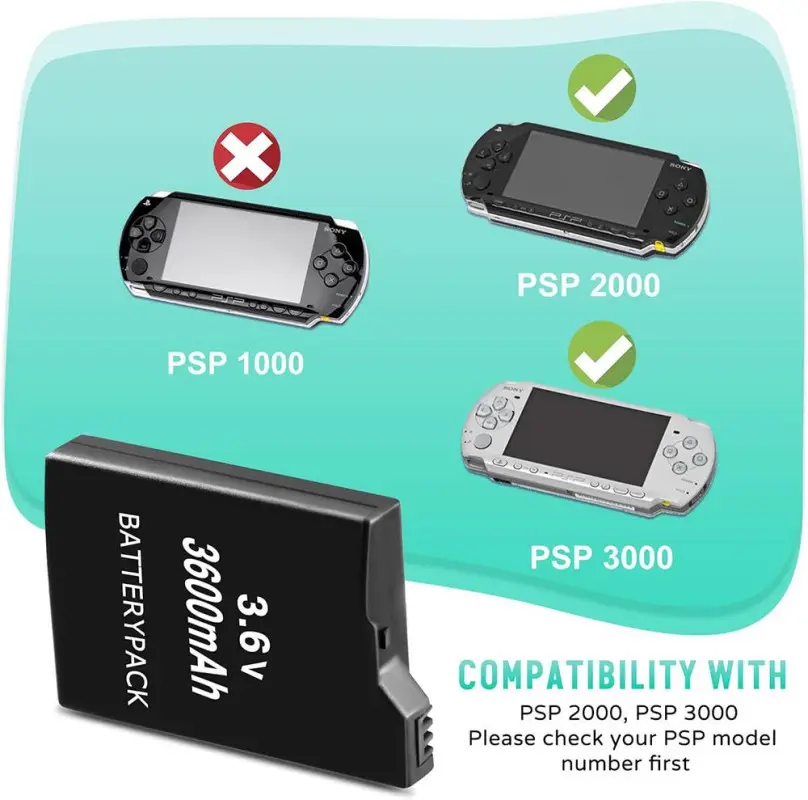 Rechargeable Li-ion battery for Sony PSP 2000 and 3000